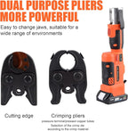 Multifunctional Electric Hydraulic Crimping Tool, 12 Ton 8AWG-600MCM and Pro Press Copper Crimper Tool with 1/2, 3/4, 1 Crimping Range, Hydraulic Cable Cutte φ25/32”Steel Wire Cutter 120KN
