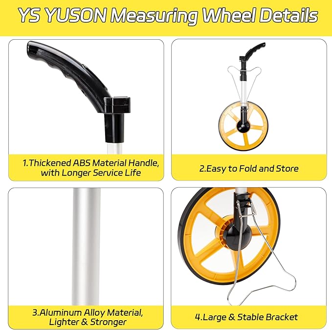 12 Inch Measuring Wheel in Feet Advanced LED Backlight Display Rolling Digital Measuring Wheel for Construction Measure Wheel with Tape Measure and Canvas Carrying Bag, Up to 9999Ft