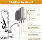 Commercial Kitchen Faucet with Sprayer for Restaurant-Chefs: BESTJEEF Commercial Sink Faucet for Cook - 21" Height 8" Center Wall Mount Kitchen Faucet with Stainless Spring Spray and 8" Add-On Spout