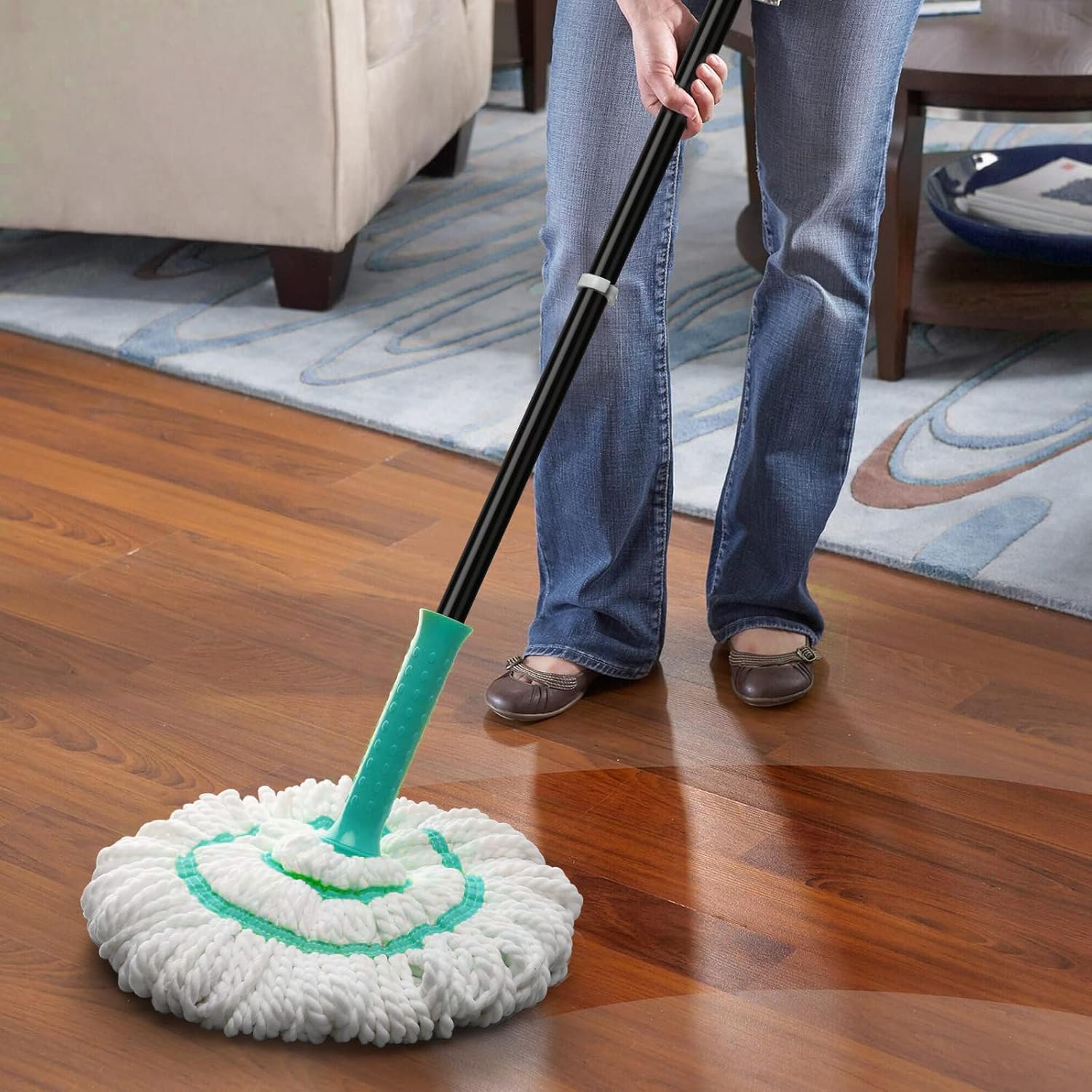 KeFanta Self Wringing Twist Mops for Floor Cleaning, Microfiber Floor mop with 57 " Long Handle, Easy Wring Mop for Hardwood Commercial Household Clean