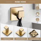 TQKAG 6-Piece Bathroom Towel Bar Sets Brushed Gold 23.6 inch Towel Bar Stainless Steel Towel Ring Coat Hook and Toilet Paper Holder Bathroom Hardware Set Wall Mounted Bathroom Accessories Kit