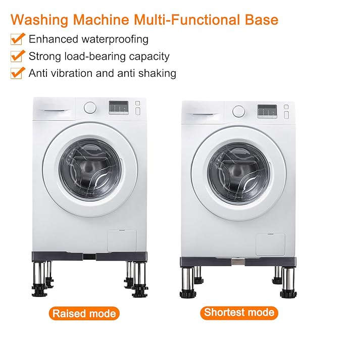 PATIKIL Mini Fridge Stand, 4 Strong Feet Laundry Stand Base Multi-Functional Adjustable Base Tray Anti-Vibration for Refrigerator Washing Machine Dryer Dishwasher AC, 5.5"-6.7" Height