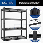 BILT HARD 4-Tier Metal Garage Storage Shelves, 46" W x 24" D x 72" H Industrial Heavy Duty Garage Shelving with Adjustable Shelf, Steel Utility Shelves for Warehouse, Workshop, Basement