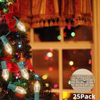 25 Pack Clear Christmas Lights C7 Incandescent Replacement Bulbs, C7 Vintage Christmas Lights Outdoor 5 Watts Night Light Bulbs Fits in C7/E12 Base for Indoor and Outdoor Home Party Decorations