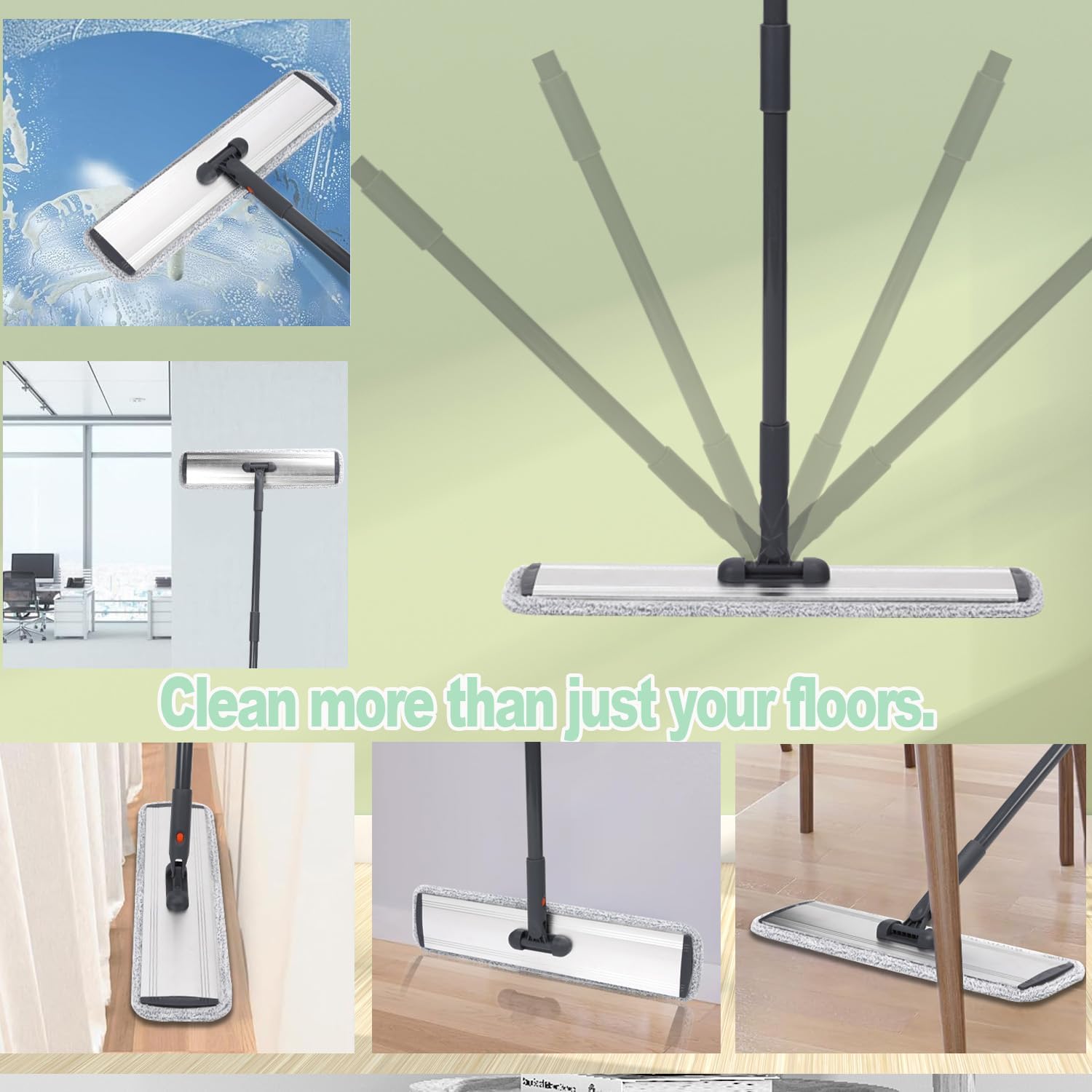 Microfiber Mop 18 in Large Flat Mops for Floor Cleaning with 4 Premium Pads Hardwood for Cleaning Wet Mop