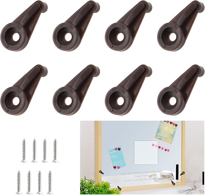60 Pack Glass Window Clips Brown Retainer Clips, Glass Door Holder Cabinet Panel Bracket Screen Fixing Clips, Glass Door Retainer Kit Mirror Hanging Hardware for Vanity Mirror Window Screen