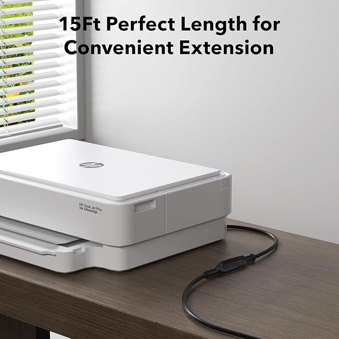 BN-LINK 15 ft Indoor/Outdoor Extension Cord 16/3 SJTW, Black, Water & Weather Resistant, 3-Prong Grounded Plug for Landscaping & Holiday Decorations, Home & Office, 13A, ETL