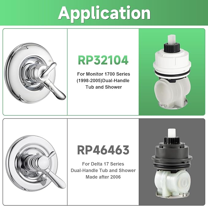 Delta Monitor RP32104 Shower Cartridge Replacement, Compatible with 1700 Series 1998-2005, with Installation Parts