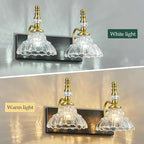 Vintage Bathroom Vanity Light, 2-Light Black Gold Vanity Lighting Fixture with Flower Glass Shade, Bathroom Lighting Fixtures Over Mirror