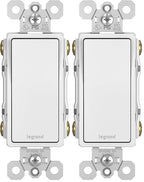 Legrand - Pass & Seymour Radiant 4 Way Light Switch, 15 Amp Wall Light Switch with Rocker Switch, White Decorator Light Switch, TM874WCC6, 1 Count (Pack of 2)