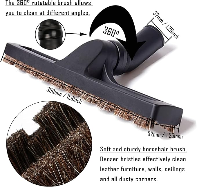 14Pcs Universal Vacuum Attachment Professional Shop Vac Accessories Wet Dry Vacuum Hose Adapter with Hair Brush Extension Wand Flexible Crevice Tool fit 2 1/2" to 1 1/4" and 1 7/8" to 1" Vacuum Hose