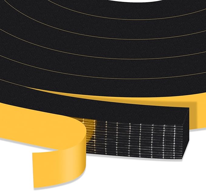 Window Insulation Weather Stripping, High Density Insulation Tape for Door, Soundproof Weatherproof Door Weather Stripping, Adhesive Foam Gasket Tape, Anti-Vibration(1/2 in x 1/2 in x 26Ft)