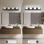 SineRise LED Modern Bathroom Vanity Light Fixtures (4-Light, 30-Inch,6000K), Matte Black Modern Acrylic Bathroom Wall Lighting Fixtures Over Mirror