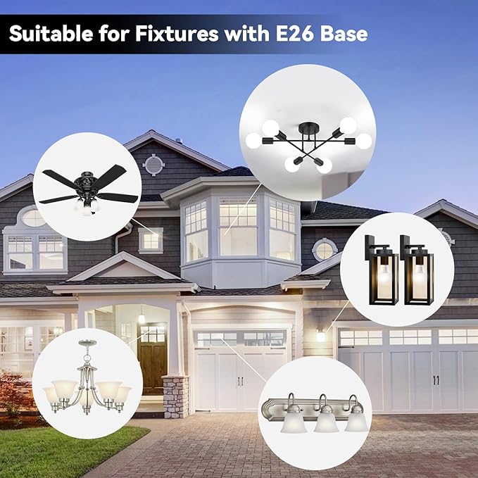 TJOY 12 Pack A19 LED Light Bulbs 60 Watt Equivalent, Efficient 9W, Daylight White 5000K, E26 Standard Base, Energy Saving Bright White Light Bulb for Home, Non Dimmable, 800LM, 80 CRI, 120V, UL Listed