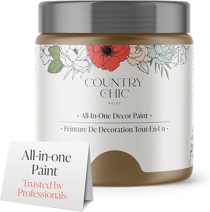 Country Chic All-in-One Chalk Paint for Furniture, Cabinets, Home Decor, Eco-Friendly, Matte Finish, Built-In Primer & Top Coat for Wood, Metal - Driftwood (Brown) - 4 oz (118 ml)