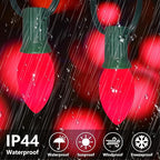 C7 Red Valentines Christmas Replacement Bulbs, 25 Pack C7 Incandescent Light Bulbs Vintage Ceramic Red Light Bulbs for Christmas String Lights Valentines Decor, E12 Candelabra Base, 5 Watts