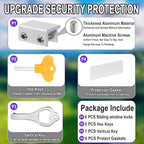 Window Locks,(2 Sets) Sliding Window Locks with Key,Window Locks Security for Up and Down Windows,Adjustable Aluminum Window Stopper,Easv to Install Vertical Window AC Unit Security Lock (Silver)