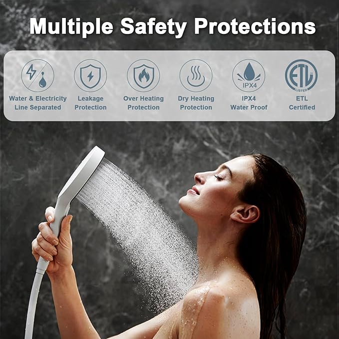 Electric Tankless Water Heater, GREATBEAR 14KW On Demand Water Heater Electric 240V, Point of Use Instant Hot Water Heaters, With Self Modulating ECO130G Gray