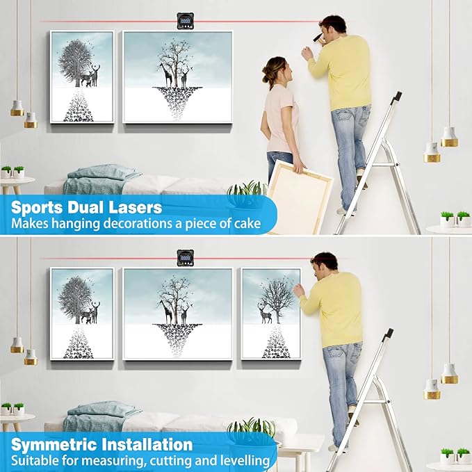 Digital Angle Finder with Electronic Laser - 4-side Strong Magnetic Angle Gauge, Cube Inclinometer with Backlight, Table Saw Miter Protractor, Woodworking Measuring Tool, Level Box for Hanging