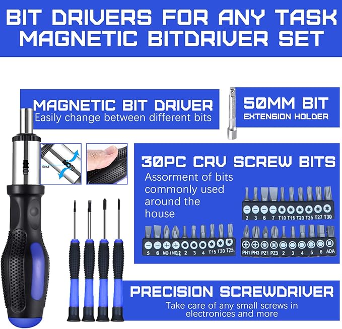 jar-owl Home Tool Kit Tool Set 146 Pieces Metric Household Hand Tool Kit，Auto Repair Tool Set with Portable Toolbox for Homeowner, Diyer, Handyman