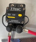 Hi-Amp 100A Surface-Mount Circuit Breaker Double 3/8" Studs with Manual Reset Switchable for Car Audio RV Automotive Battery System |UL Certified | 12V - 72V DC, 100 Amp Waterproof IP67