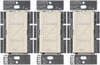 Lutron Caseta Original Smart Dimmer Switch (Lutron Smart Hub Required), for LED Lights, 150 Watt, Single-Pole/3-Way, No Neutral Required, PD-6WCL-LA, Light Almond, 3 Pack