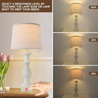 Terpsichore Touch Dimmable Desk Lamp Table Lamps Set of 2 Vintage Night Stand Light Farmhouse Resin Lamp,Bedside Lamps with USB Ports &Outlets,for Bedroom,Living Room,Office,Dining Room,Reading