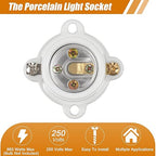 12 Pcs Porcelain Lamp Holder Socket E26/E27 Medium Keyless Threaded Socket with Two Hole Flanged Mounting 660W 250V Medium Base Lampholder Cleat Sockets for Indoor Garage Closet Lighting