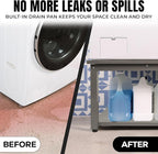 Washer and Dryer Pedestals - 27" W, 16" H, Gray Steel Universal Fit with Major Brands, Leak-Proof Laundry Pedestal with Drain Pan & Hose, Washer and Dryer Stand for Back Pain Relief, 800 lbs Capacity