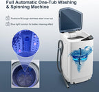 COSTWAY Portable Washing Machine, 7.7lbs Capacity Compact Laundry Washer and Spin Combo with 6 Programs, Built-in Barrel Light, Full-Automatic Washing Machine for Apartments Camping RVs Dorm, Blue