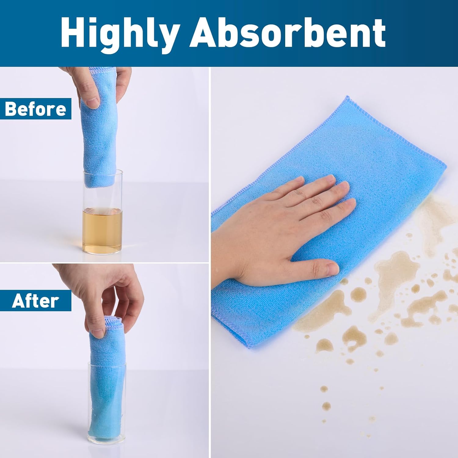 Microfiber Towels Bulk-150 Pack, Cleaning Cloths, Microfiber Towels for Cars, Cleaning Rags Blue (12x12 inches)