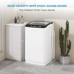 Zynkez 25lbs Portable Washing Machine, Fully Automatic Washing Machine with LED Display, 10 Wash Cycles, 26 Mins Quick Wash, 24H Delay Start, Clothes Washer with Drain Pump for Apartment, RV, Camp
