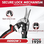 ARROW 8-inch Tin Snips for Cutting Metal Sheet, CR-V Steel Aviation Snips, High Leverage Labor-saving Metal Cutter, Right Cut