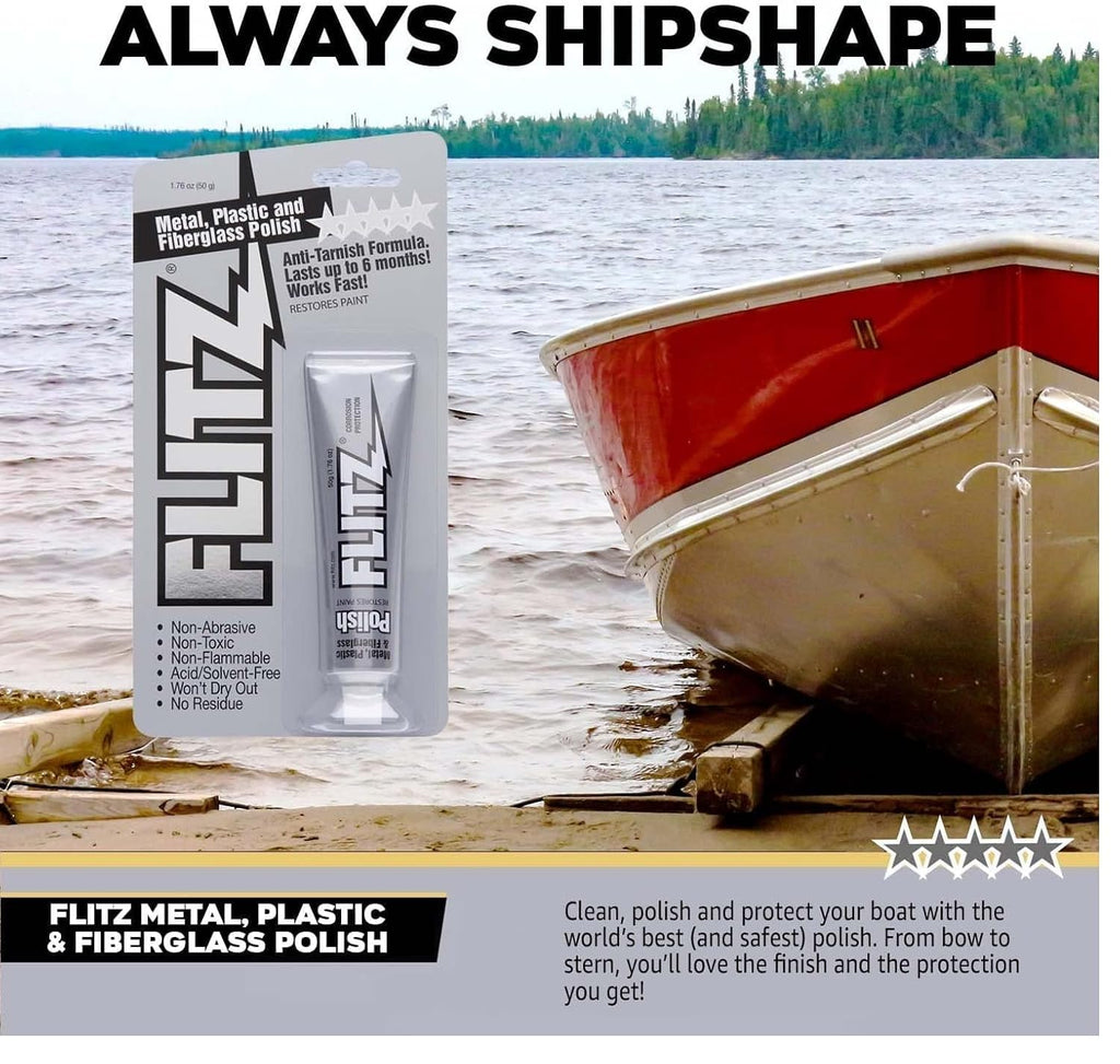 Flitz Multi-Purpose Metal Polish Paste - 1.76oz Tube of USA-Made Chrome Polish - Works on Stainless Steel, Aluminum, Plastic, Jewelry and Cars - Non-Abrasive Cleaner & Rust Remover (80 Pack)
