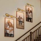 Picture Light, 24in Hardwired Picture Lights for Wall, Dimmable Wall Sconces Poster Light, Brass 4 Lighting for Paintings Frames Art Display Gallery Bedroom Living Room-Included Bulbs(Gold)