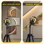 Laser Level, 4 x 360° Self Leveling Green Laser Level with Tripod, 16 Lines 4D for Construction, Picture Hanging, Floor Tile, Renovation, Includes Remote Control & Premium Carry Bag