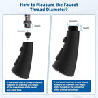 Hibbent Curved Pull Down Kitchen Faucet Head Replacement, 3-Function Kitchen Sink Spray Nozzle with 14 Adapters, Anti-Splash, Compatible with Kohler Bent Faucets, Matte Black