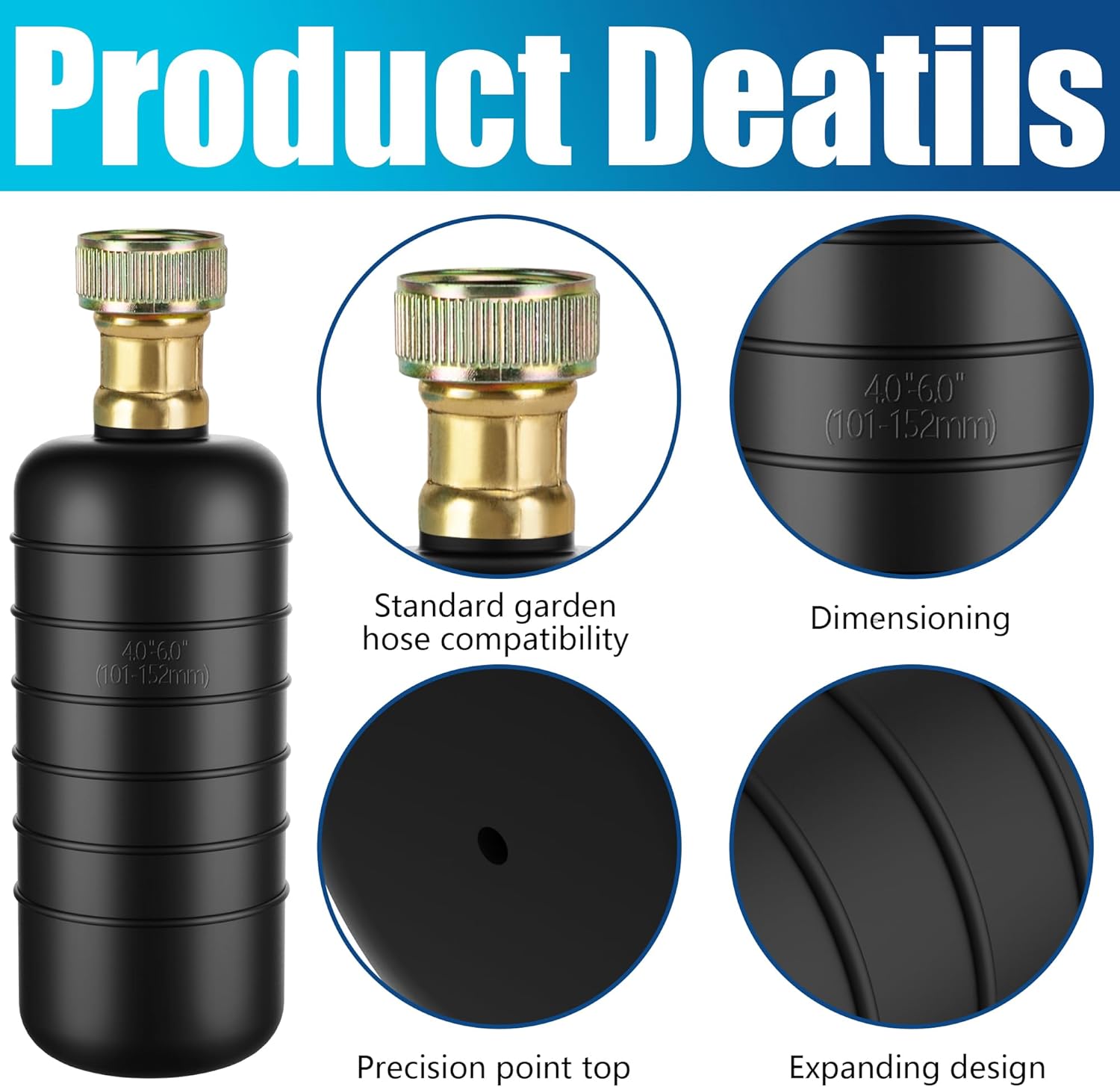 3 Pcs Drain Bladders,Rubber Bladder Drain Cleaners Fit 1" to 6" Drain Pipes,Drain Blockage Unclog Kits for Bathroom Drains Kitchen Sinks