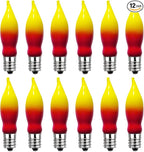 Halloween Flame Light Bulbs- 12 Pack Red Yellow Christmas Candle Light Bulb- E12 Candelabra Base Replacement Bulbs for String Lights Candle Lamp Nightlight Chandelier C7 Christmas Lights- 7 Watts