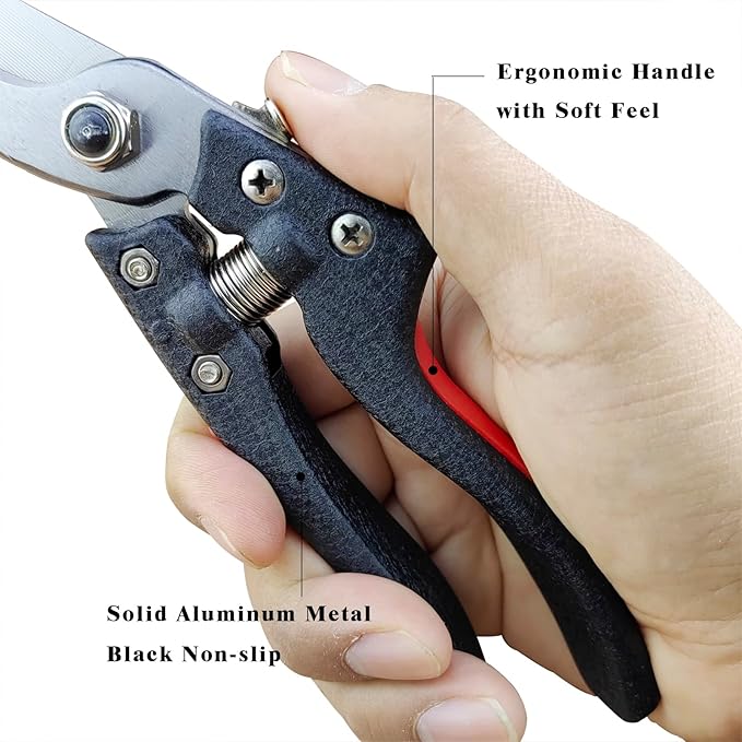 Sharp Pruning Shears for Gardening, 8" Garden Shears Heavy Duty SK5 Blade, Precision Garden Clippers Handheld, Gardening Shears with Ergonomic Handle