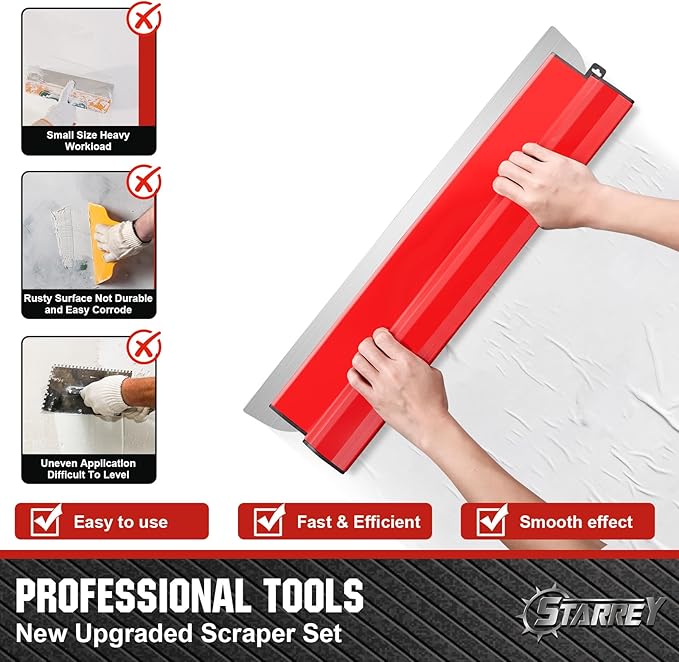 40 Inch Drywall Skimming Blade 0.3mm Stainless Steel Blade Ergonomically Designed Grip Drywall Knife for Drywall Plaster Wallboard (40"/100CM)