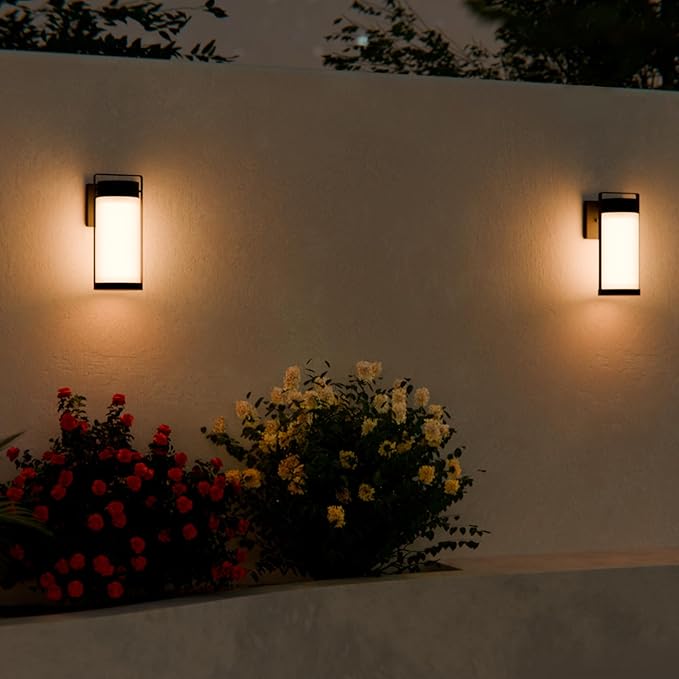 GLOBE Electric 60000165 1-Light Outdoor Wall Sconce, Matte Black, Frosted Glass