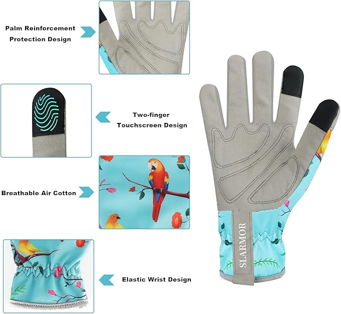 Leather-Gardening-Gloves for Women,Thorn-Proof Work-Gloves for Weeding,Digging,Planting,Pruning Yard garden Gloves