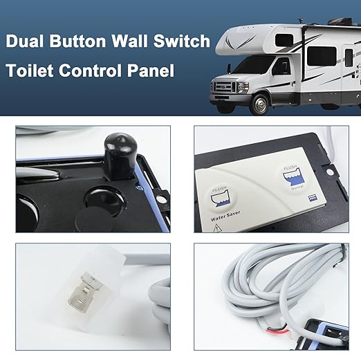 36387 Dual Button Wall Switch Toilet Control Panel Fit for Thetford Tecma Toilet Silence Plus April 2006 to Present