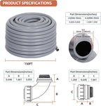 Liquid-Tight Conduit 3/4 150ft, Electrical Conduit w/UL Certification, Flexible Conduit with 5 Straight and 5 90-Degree Conduit Connector Fittings Gray