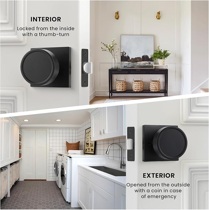 Haidms Black Passage Door Knobs Interior, Heavy Duty Round No Key Matte Black Closet Door Knobs for Hall Closet, Passage Doorknobs Hallway (2 Pack)