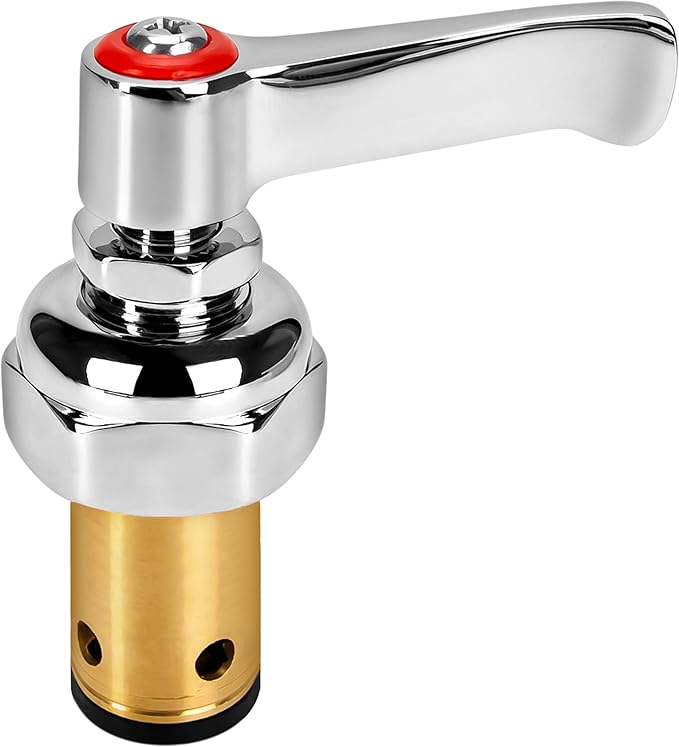 Handle Stem Assembly Fits for T&S Brass Faucets Replace 002712-40, Red Hot Side Spindle Assembly Valve Replacement Part Eterna Full-Turn Faucet with Check Valve Lead-Free 2712-40