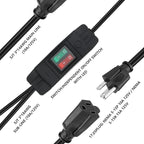 Black 2 Way Extension Cord with On/Off LED Switch, Fiabtool 3 Prong Extension Cord Splitter, Heavy Duty Plug Splitter, SJTW 18AWG 10A/125V, Indoor Use (6.56 Ft, Black)