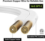 HBN 3-Pack 3 ft 3-Outlet Indoor Extension Cord 16/2 SPT-2, 2 Prong Polarized, Power Cord with Safety Plug Cap, for Homes, Kitchens & Offices, White