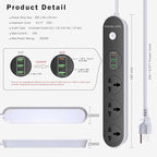Power Strip with USB Ports, 6ft Power Cord, 2500W Circuit Breaker, 3 Outlets 3 Quick USB (5V 3.1A) Charging Station, Child Safe Door, for Cruise Ship,Dorm Room Multi Plug Extender